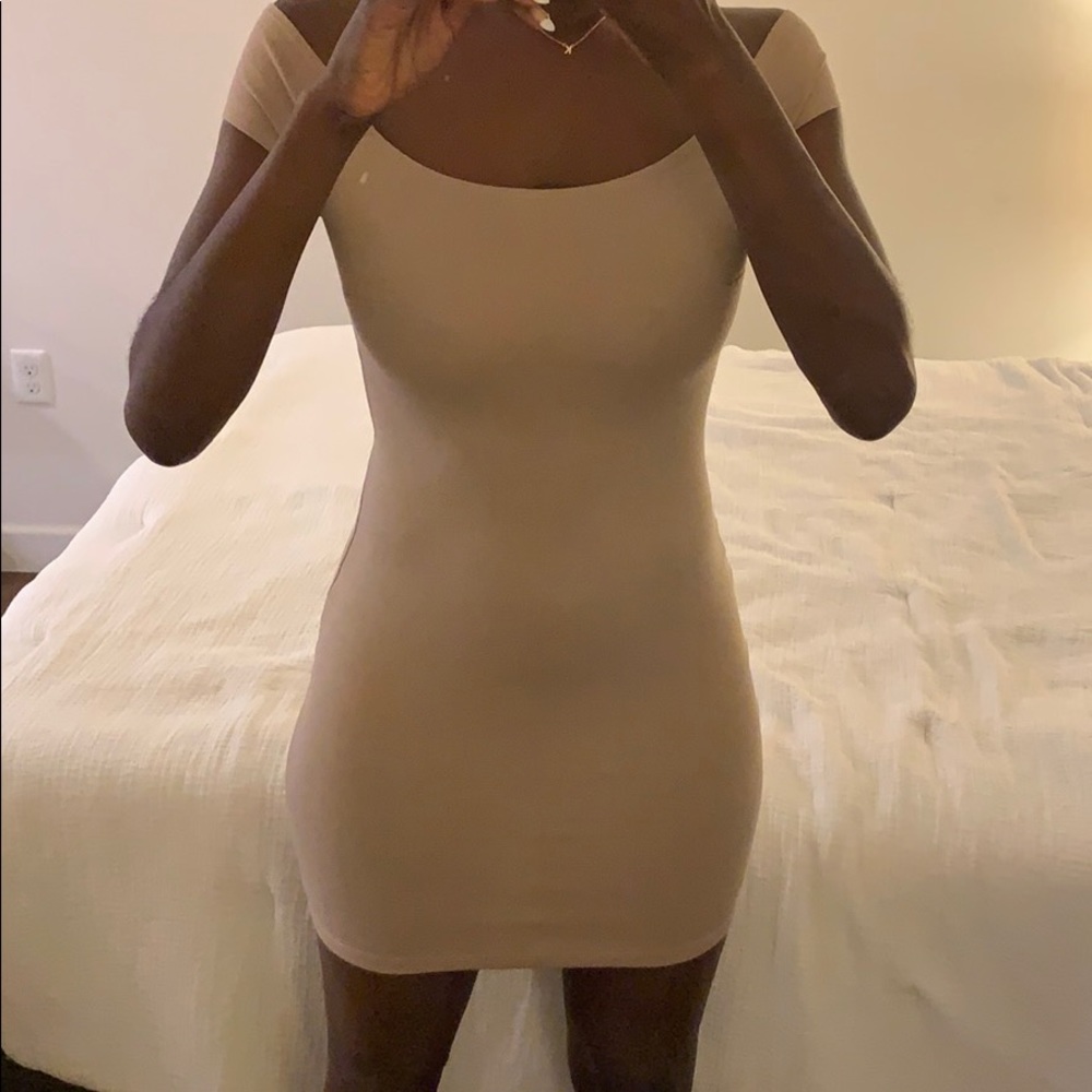 Off the shoulder body con dress